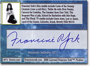 OFFICIAL WEBSITE Francine York Signed Trading Card Series #FY4 AUTOGRAPHED 